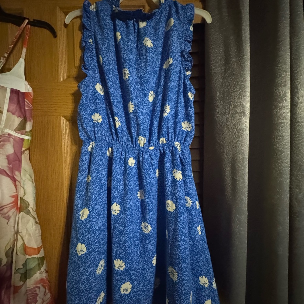 Collective Concepts Blue Floral Ruffle-Trim Girls' Dress